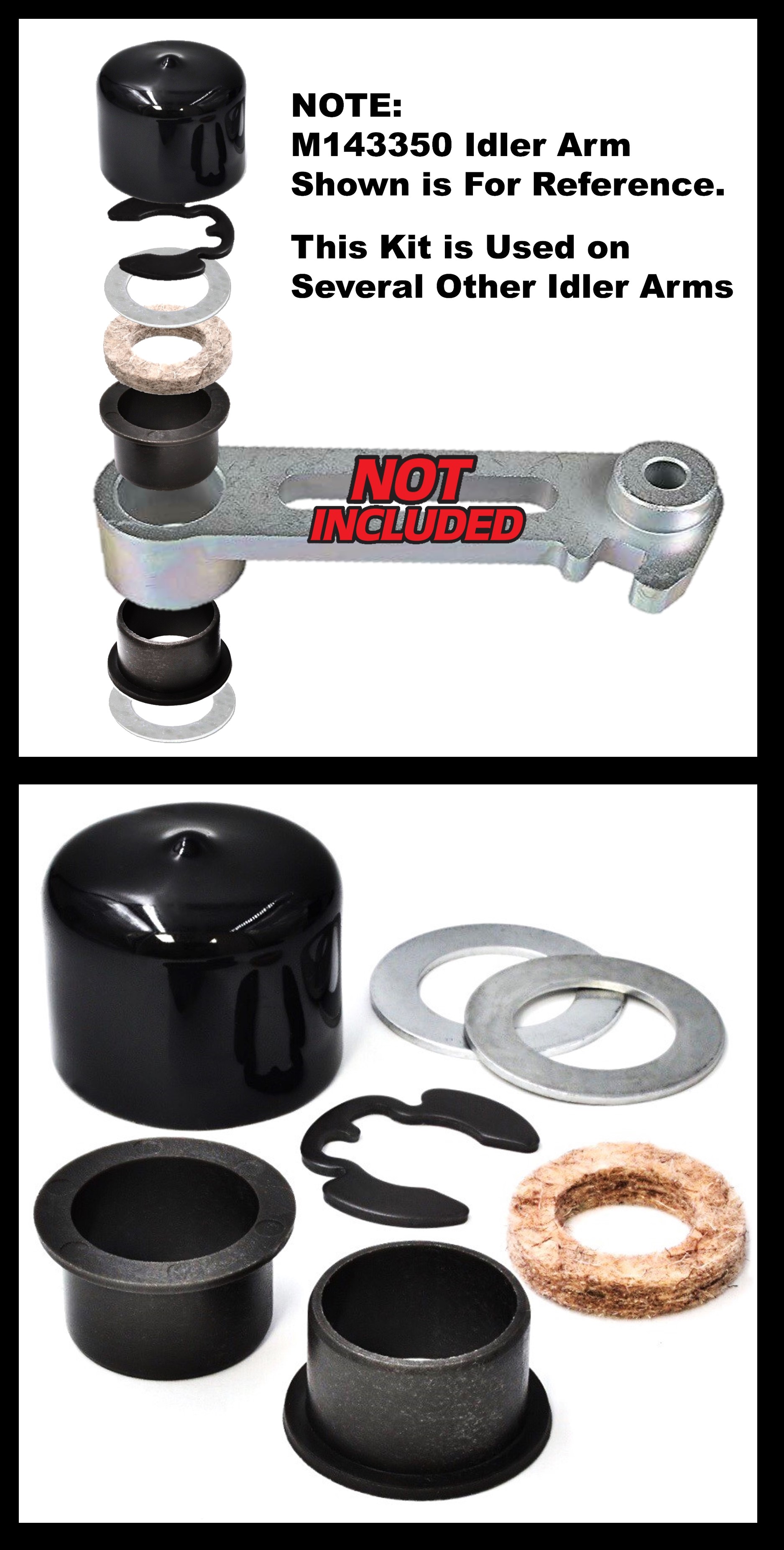 Pulley Idler Arm Bushing Rebuild Kit fits John Deere AM107504 AM107507